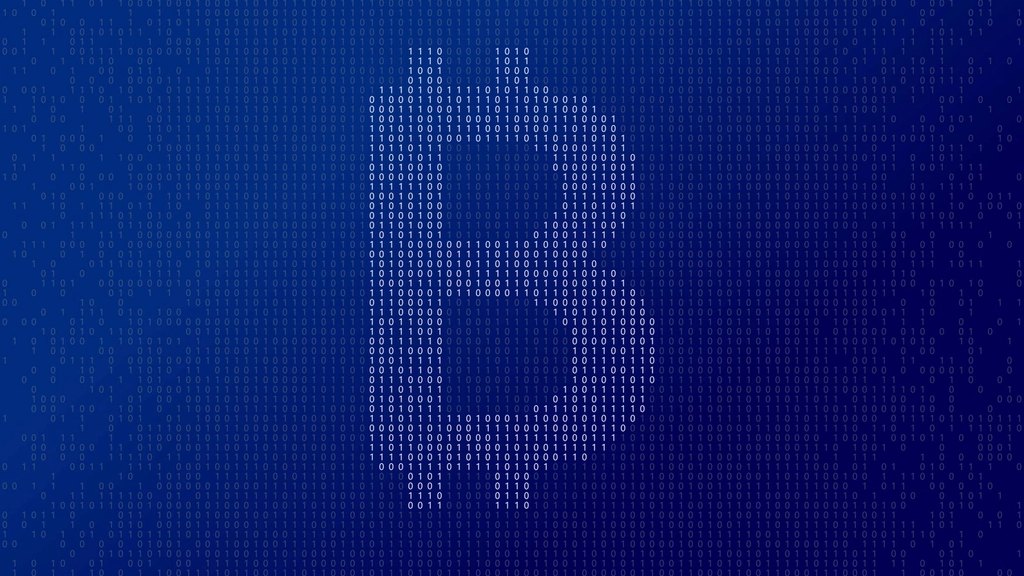 Il simbolo del bitcoin composto da cifre binarie